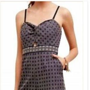 Anthropologie Elevenses Remy Romper Jumpsuit Blue White